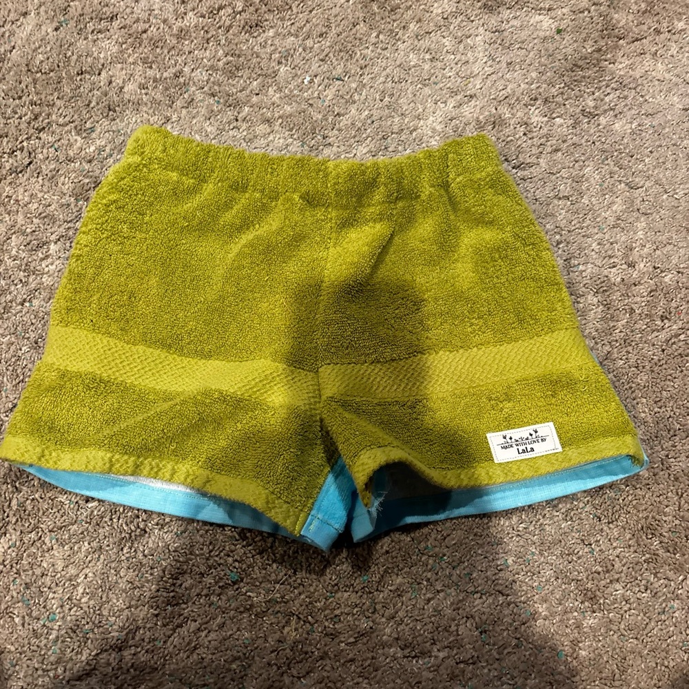 Vibrant Green and Blue Terry Cloth Shorts